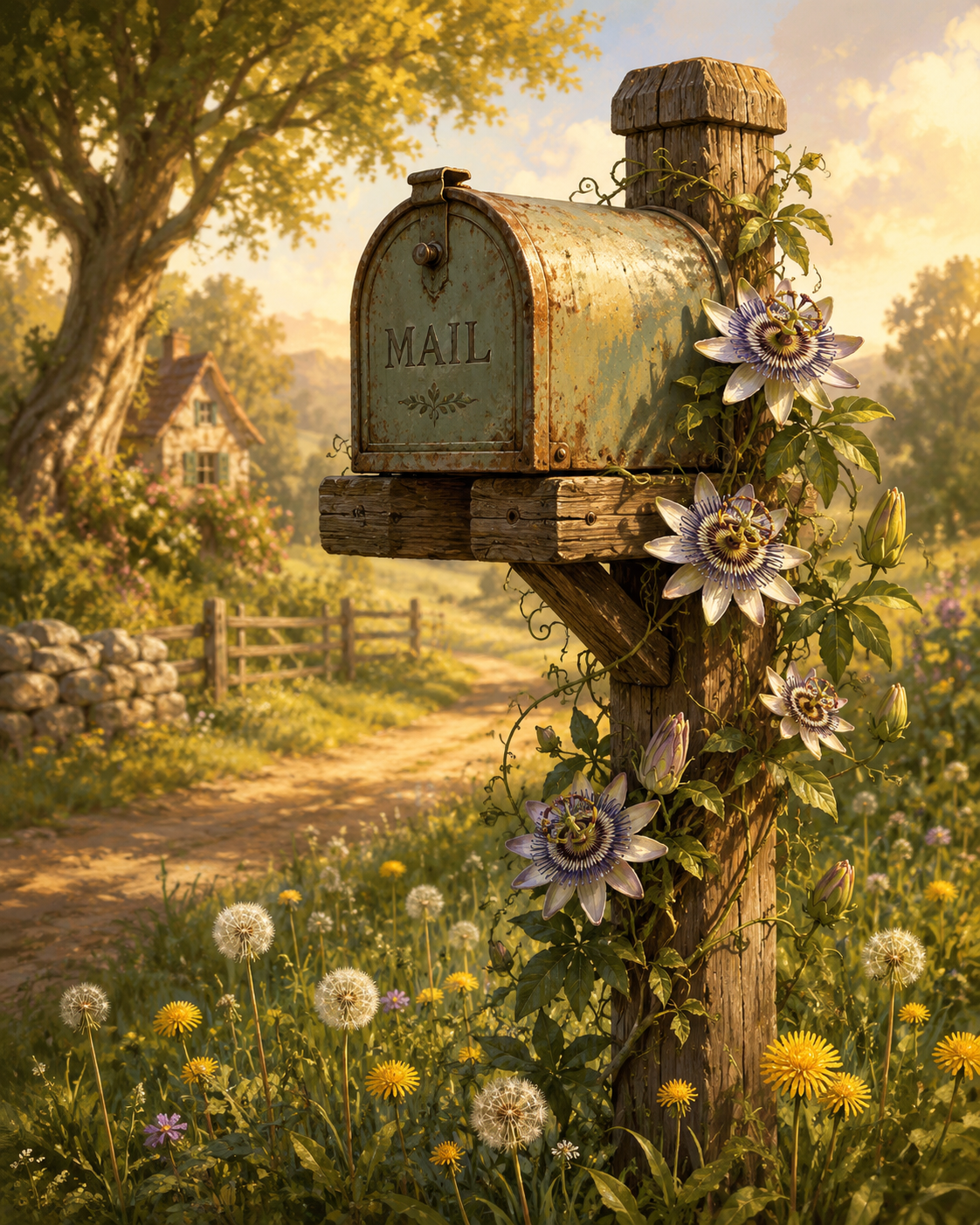 Country mailbox with flowers